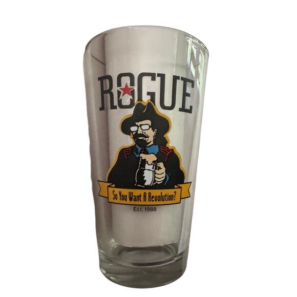 Rogue Brewing Beer Glass So You Want A Revolution Oregon Man Cave Barware IPA - Picture 1 of 5
